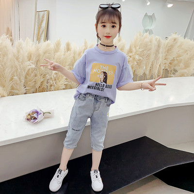 Moodne lastekomplekt aplikatsiooniga tüdrukutele