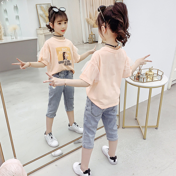 Moodne lastekomplekt aplikatsiooniga tüdrukutele