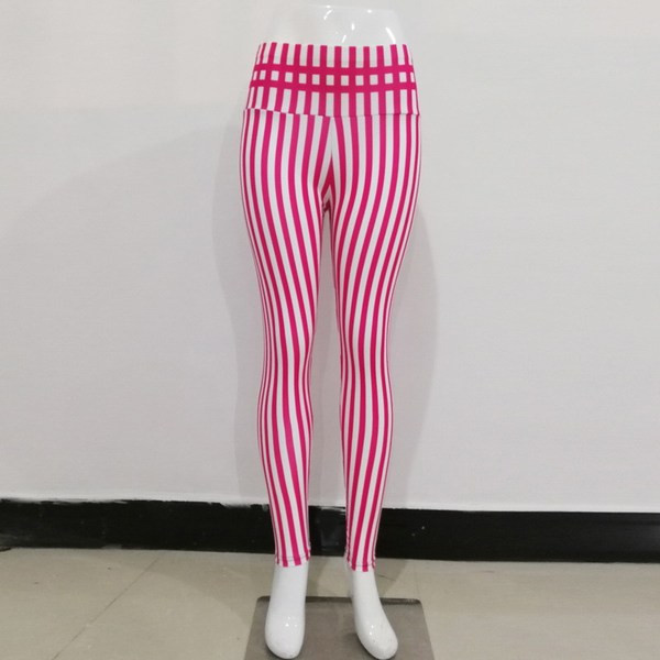 Roosad naiste triibulised kõrge vöökohaga retuusid