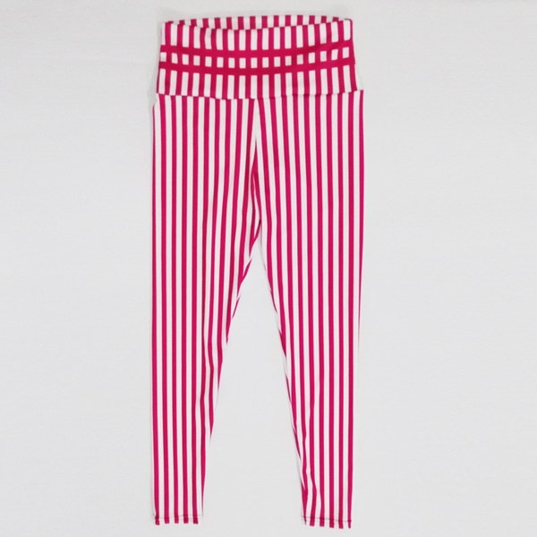 Roosad naiste triibulised kõrge vöökohaga retuusid