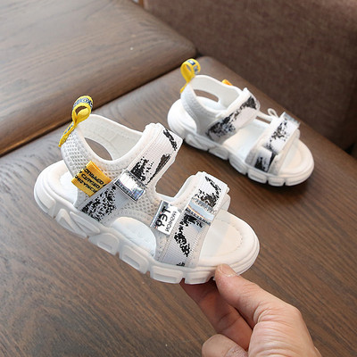 Ikdienas bērnu sandales ar mīkstām zolēm un uzlīmēm zēniem