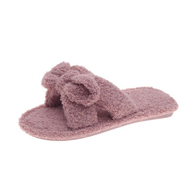 Παντόφλες γυναικείες  με επίπεδη σόλα και κορδέλα