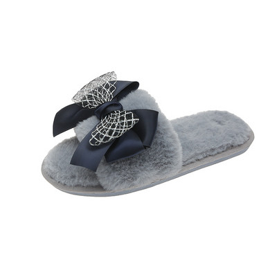Pehelyszínes női papucs lapos talppal és szalaggal