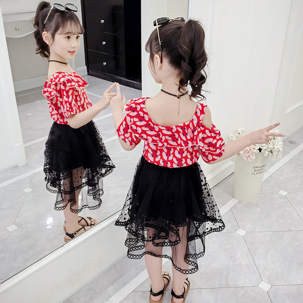 Moderns divdaļīgs bērnu komplekts ar svārkiem un blūzi