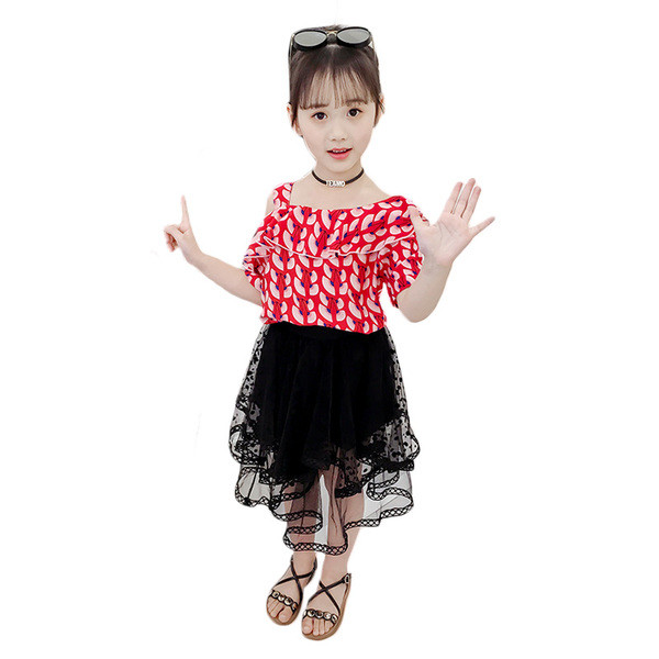 Moderns divdaļīgs bērnu komplekts ar svārkiem un blūzi