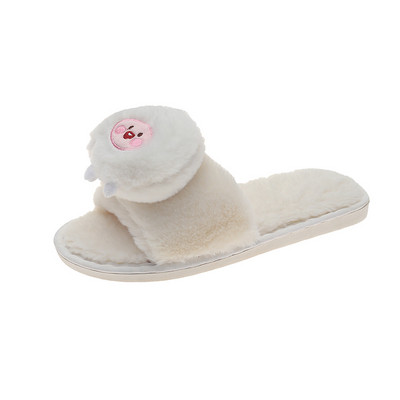 Női papucs lapos talppal, 3D díszítéssel