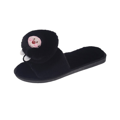 Női papucs lapos talppal, 3D díszítéssel