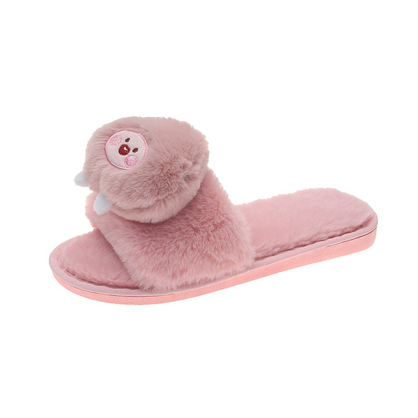 Női papucs lapos talppal, 3D díszítéssel