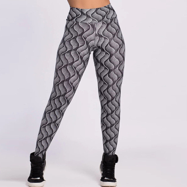 Elastīgi sieviešu sporta legingi ar augstu vidukli un apdruku