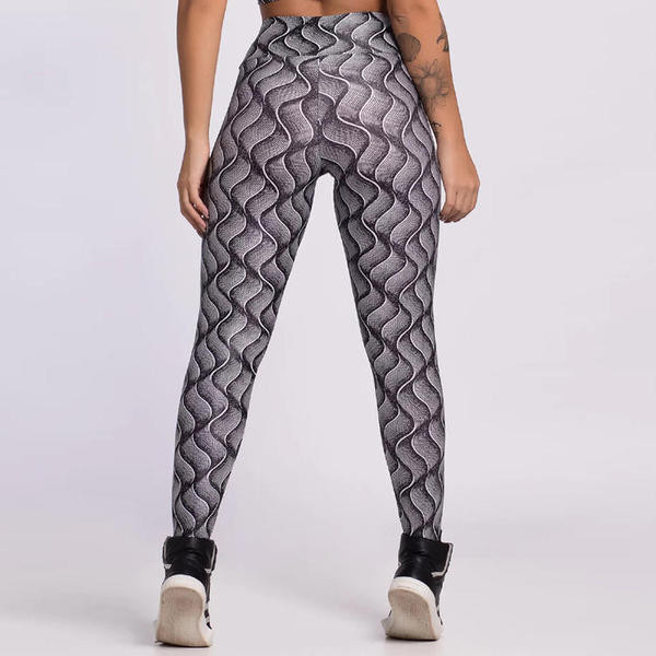 Elastīgi sieviešu sporta legingi ar augstu vidukli un apdruku