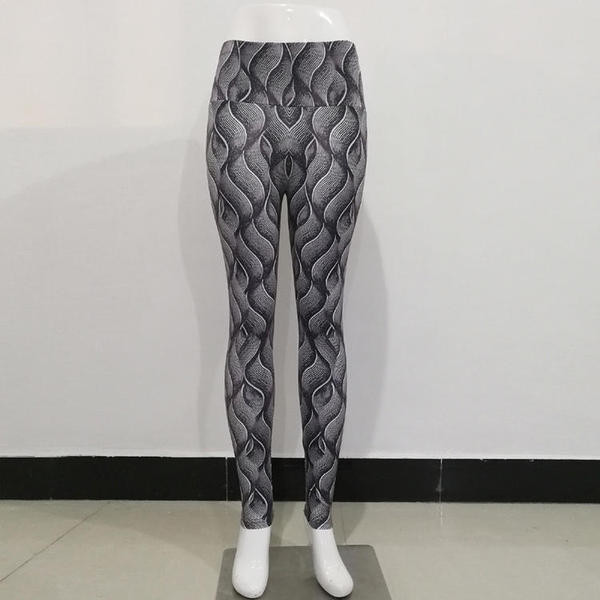 Elastīgi sieviešu sporta legingi ar augstu vidukli un apdruku