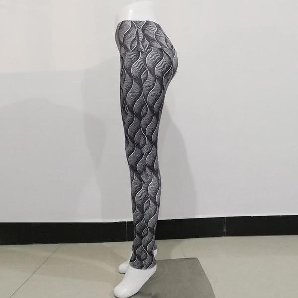 Elastīgi sieviešu sporta legingi ar augstu vidukli un apdruku