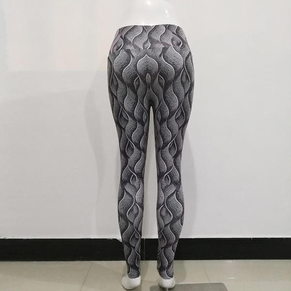 Elastīgi sieviešu sporta legingi ar augstu vidukli un apdruku