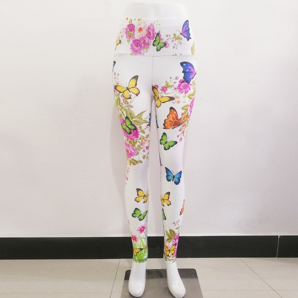 Sieviešu sporta legingi ar augstu vidukli un tauriņa apdruku