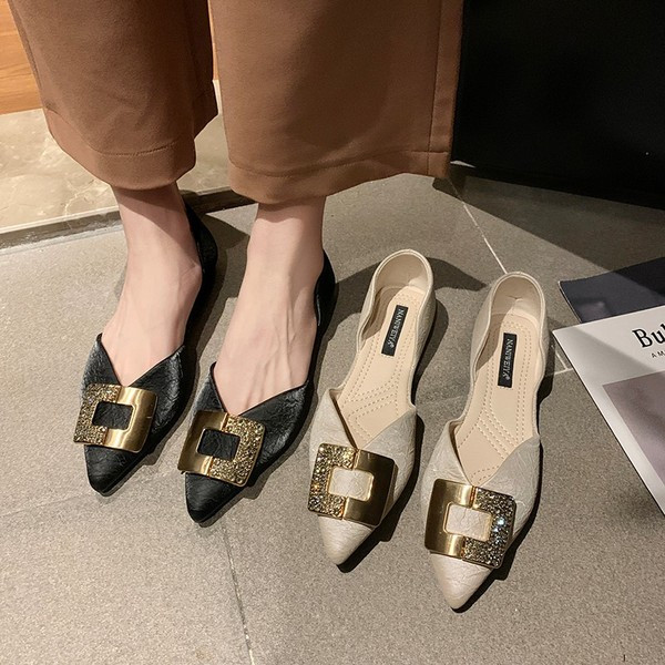 Stilīgi sieviešu apavi ar plakanu zoli - smails modelis