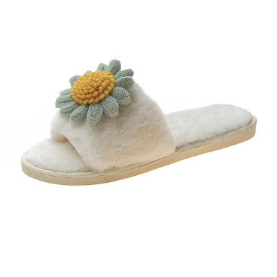 Dūnainas čības ar plakanu zoli un 3D rotājumu zieda formā