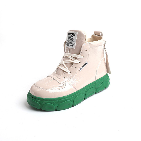 Női bőr tornacipő lapos színű mintával