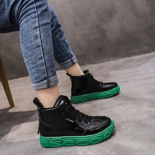 Női bőr tornacipő lapos színű mintával