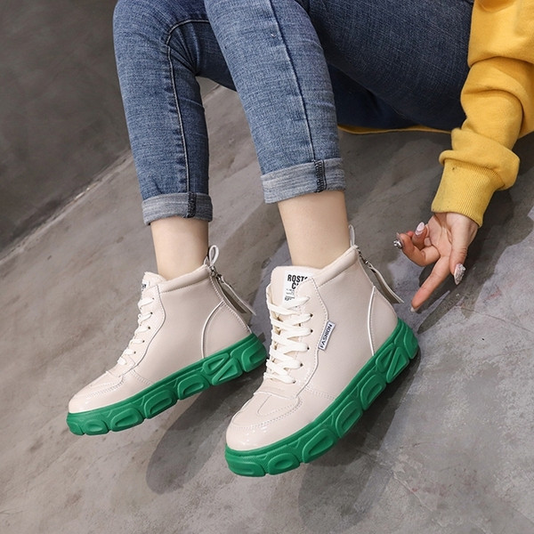 Női bőr tornacipő lapos színű mintával