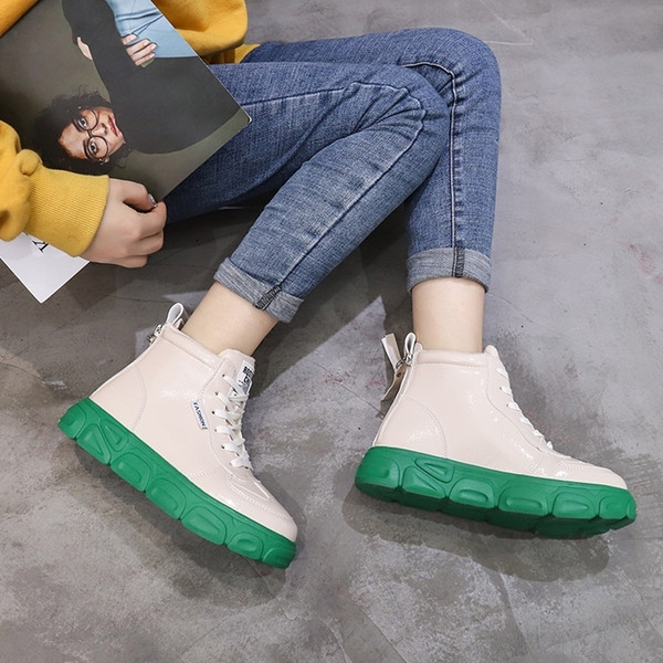 Női bőr tornacipő lapos színű mintával