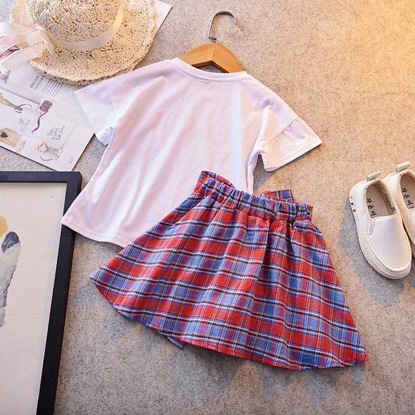 Παιδικό μοντέρνο σετ από δύο μέρη με καρό φούστα