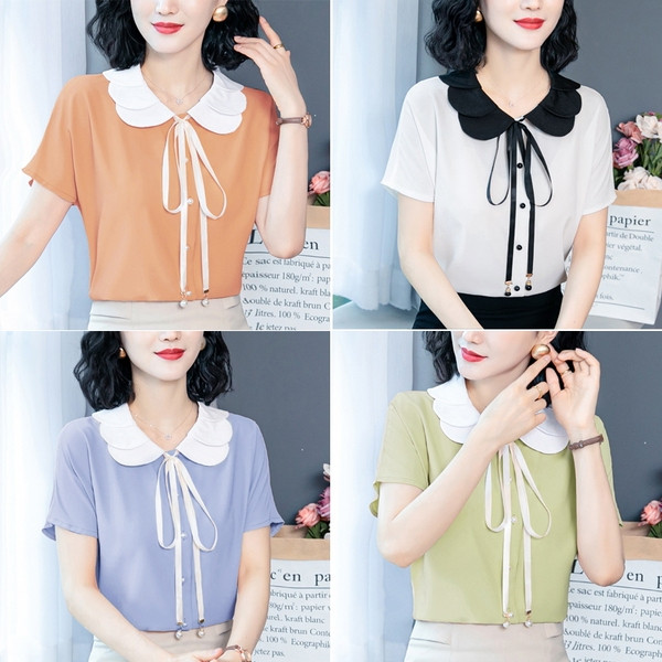 Naiste lipsude ja spitsikaelusega šifoonisärk