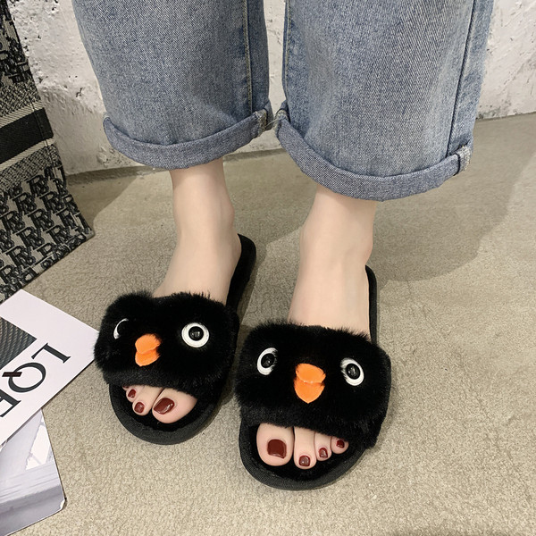 Női otthoni papucs pehely és 3D díszítéssel