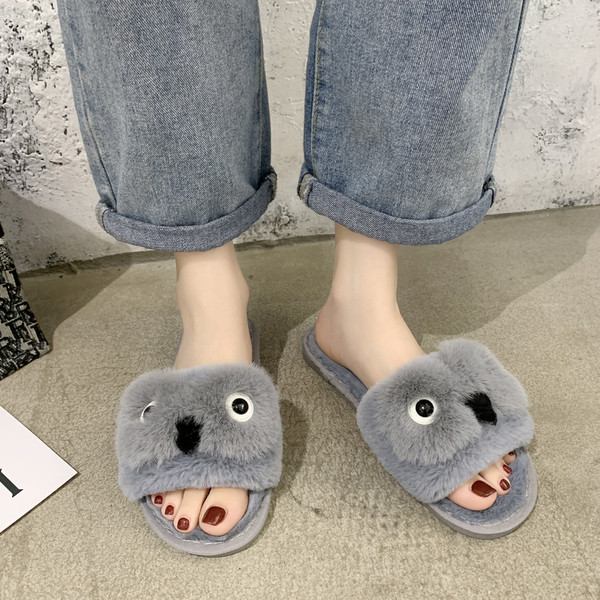 Női otthoni papucs pehely és 3D díszítéssel