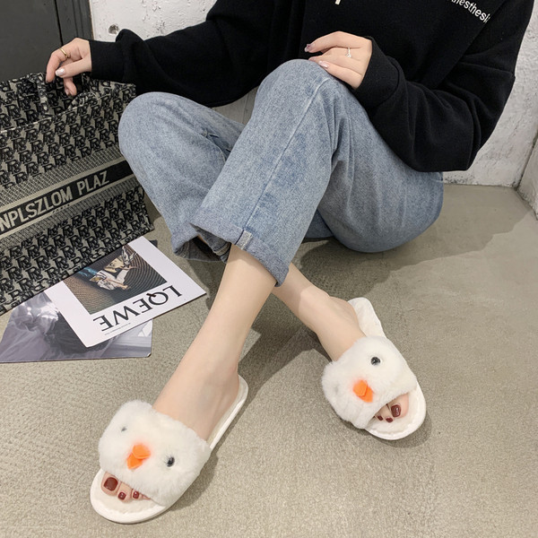 Női otthoni papucs pehely és 3D díszítéssel