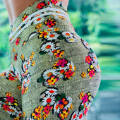 Sieviešu legingi ar ziedu apdruku un augstu vidukli