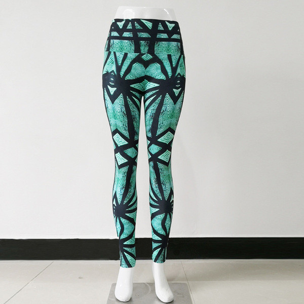 Sporta sieviešu zaļi legingi ar augstu vidukli