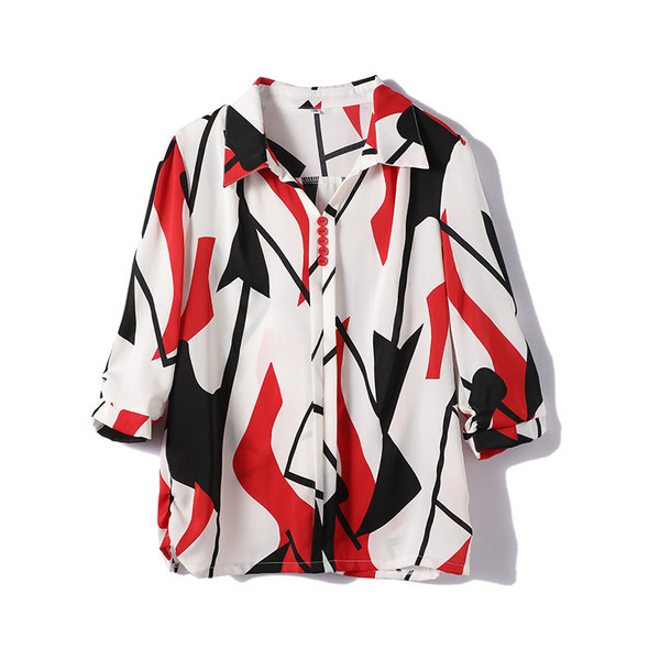 Színes női ing klasszikus gallérral és 3/4-es ujjakkal