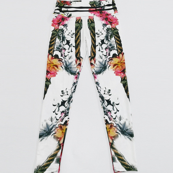 Sport leggings magas derékkal és virágmintával