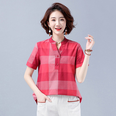 Sieviešu plats krekls ar zemu apkakli un pogām