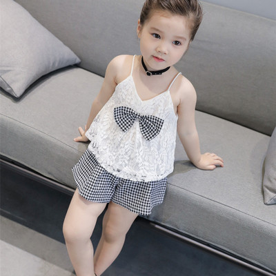 Moodne pitsiga lastekomplekt tüdrukutele