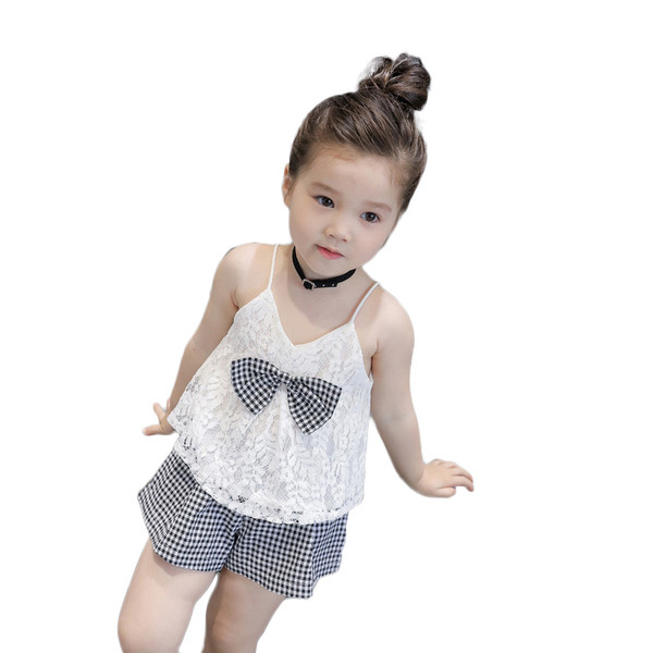 Moodne pitsiga lastekomplekt tüdrukutele