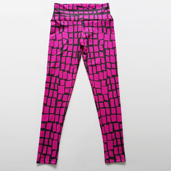 Rozā sieviešu legingi ar apdruku un augstu vidukli