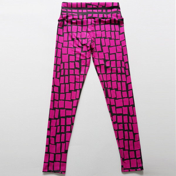 Rozā sieviešu legingi ar apdruku un augstu vidukli