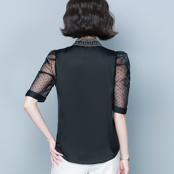 Modern női ing tüll ujjal és klasszikus gallérral