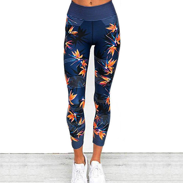 Kék női sport leggings, mintával