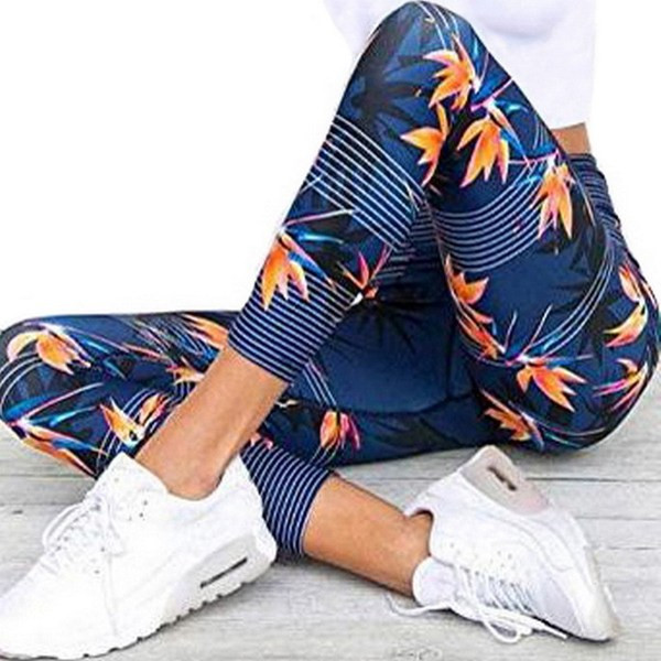 Kék női sport leggings, mintával