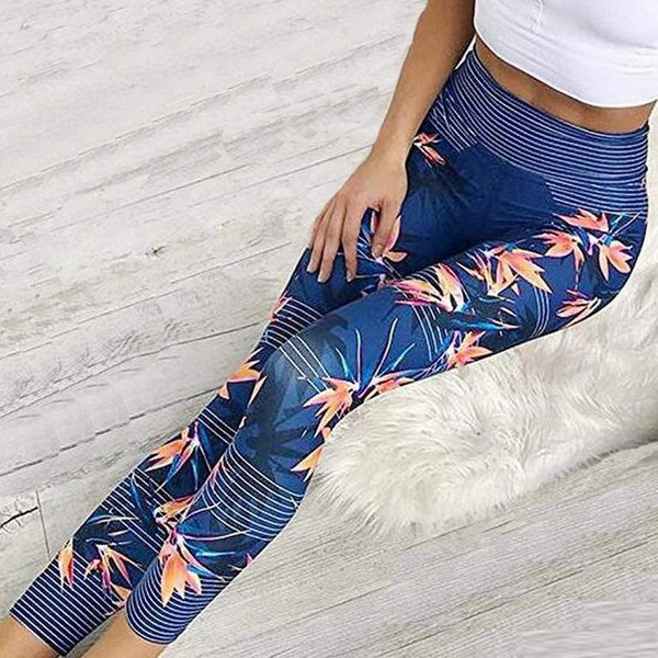 Kék női sport leggings, mintával