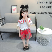 Mūsdienīgs bērnu komplekts meitenēm ar blūzi un šortiem