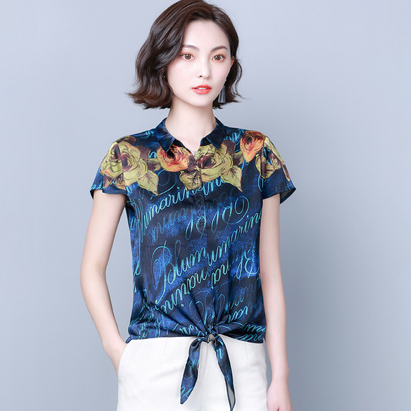 Γυναικείο μεταξωτό πουκάμισο με κορδόνια και κλασικό κολάρο