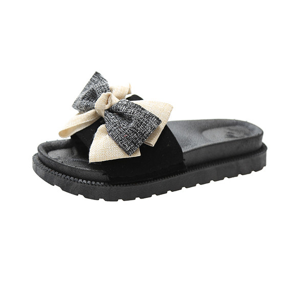 Alkalmi női papucs lapos talppal, színes szalaggal