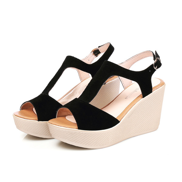 Aktuális női öko velúr szandál, emelvénnyel