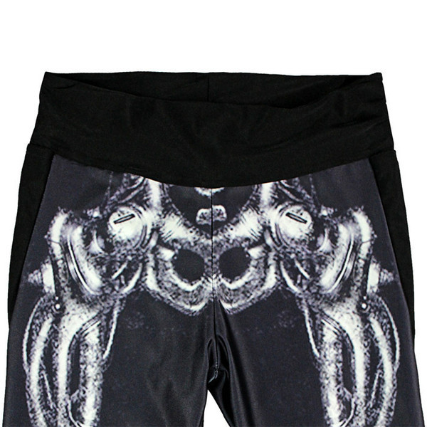 Melni sieviešu 7/8 legingi ar augstu vidukli un apdruku