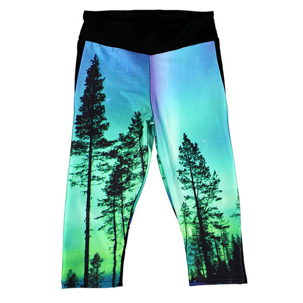 Női sport 7/8 leggings magas derékkal és mintával