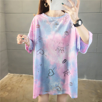 Широка тениска за бременни жени в преливащи се цветове с апликации