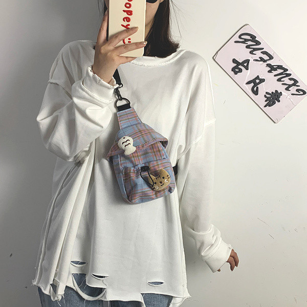 Női mindennapi kockás szövettáska